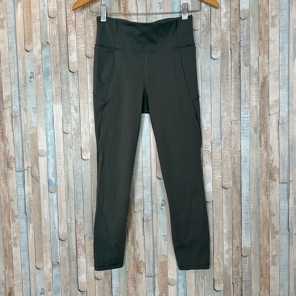 Lululemon 4 Final Lap Crop 23" Evergreen Green Cropped Legging Nulux Run Running - Picture 3 of 9